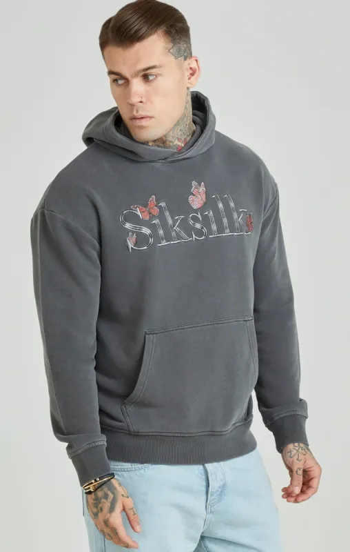Grey Washed Butterfly Oversized Overhead Hoodie sold by Siksilk