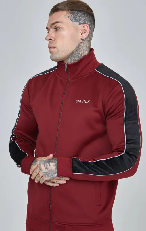 Burgundy Velour Panelled Track Top sold by Siksilk