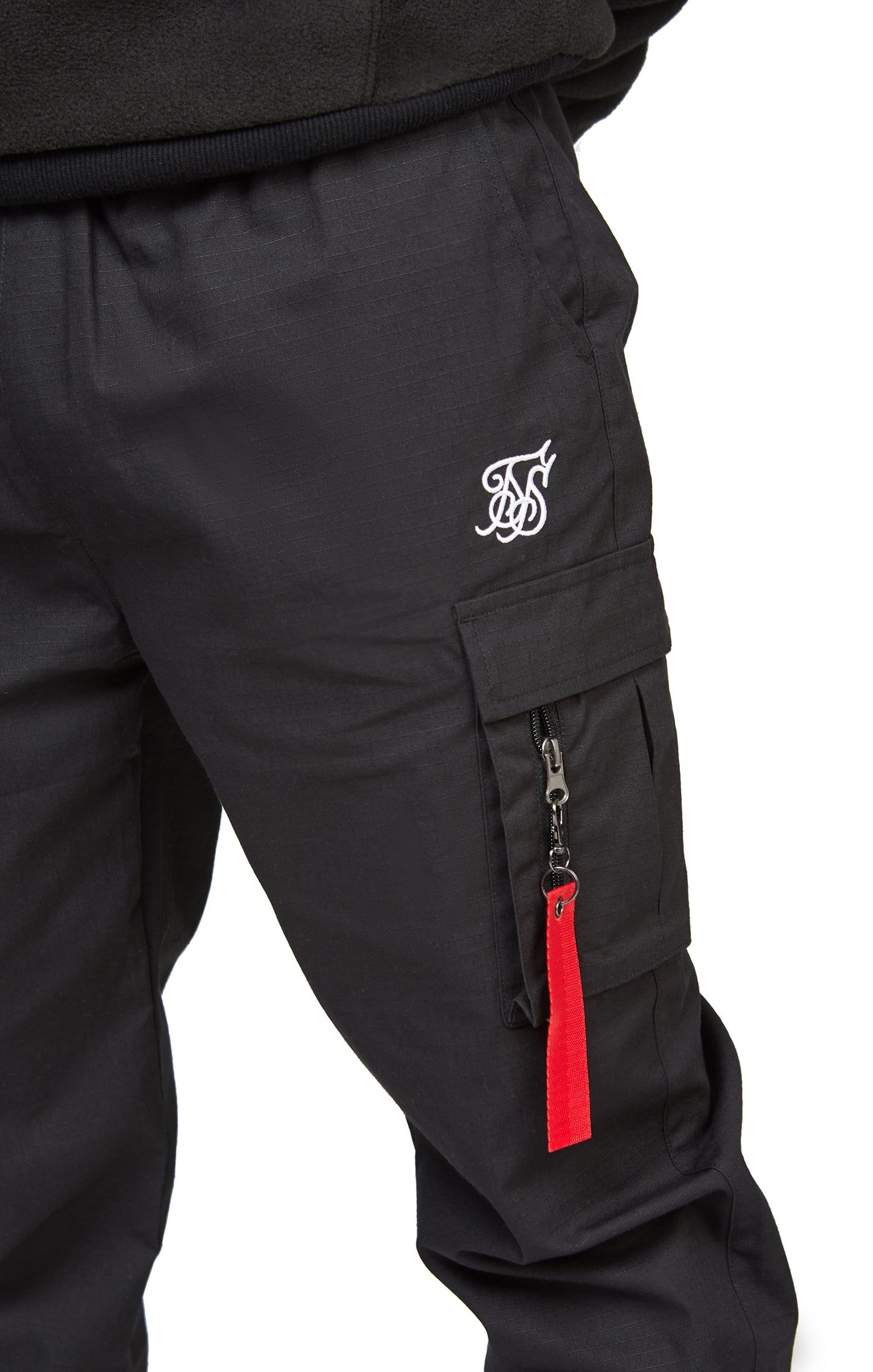 Black Cuffed Relaxed Fit Cargo Pant sold by Siksilk product image thumbnail 6