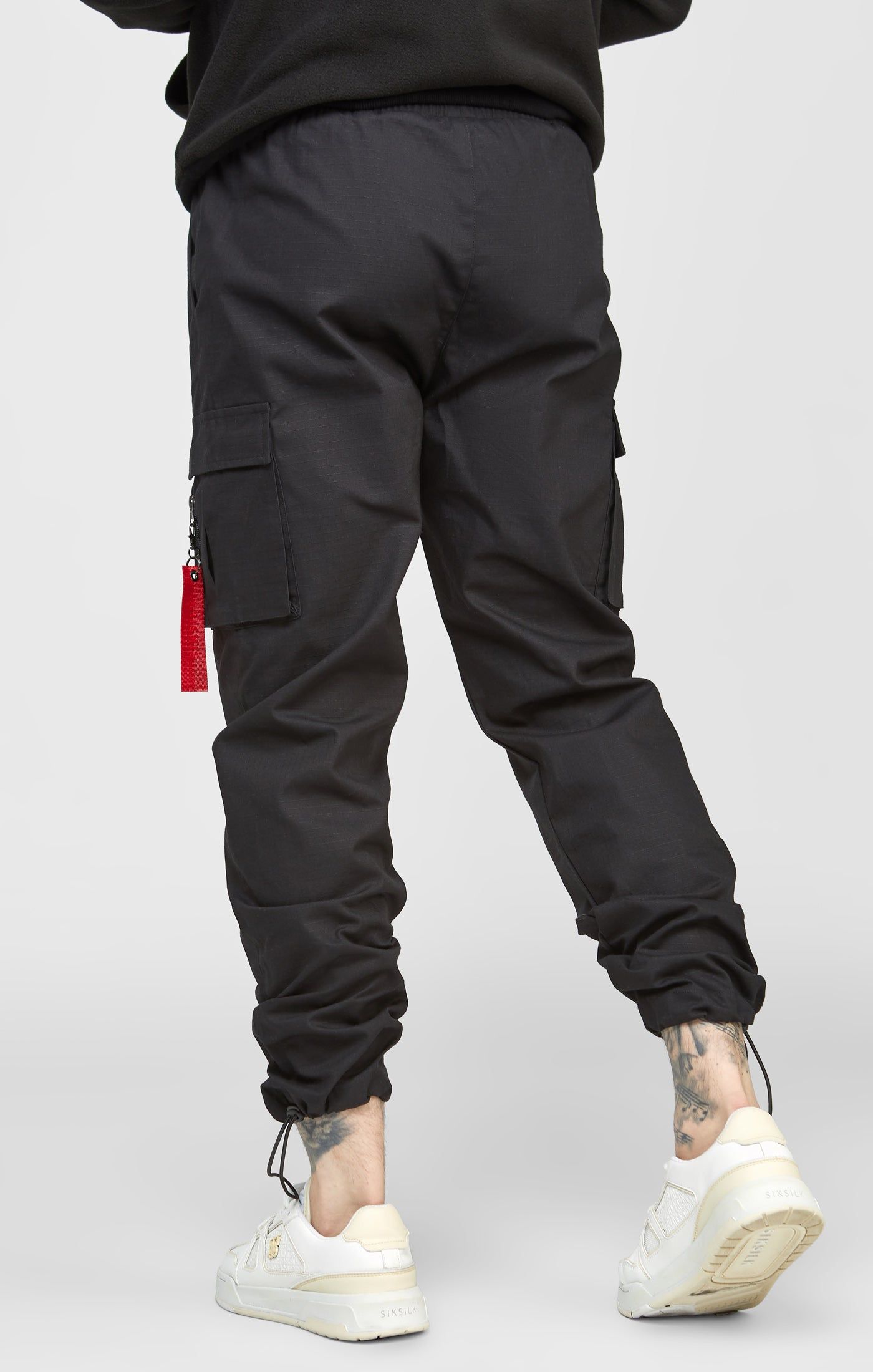 Black Cuffed Relaxed Fit Cargo Pant sold by Siksilk product image thumbnail 4