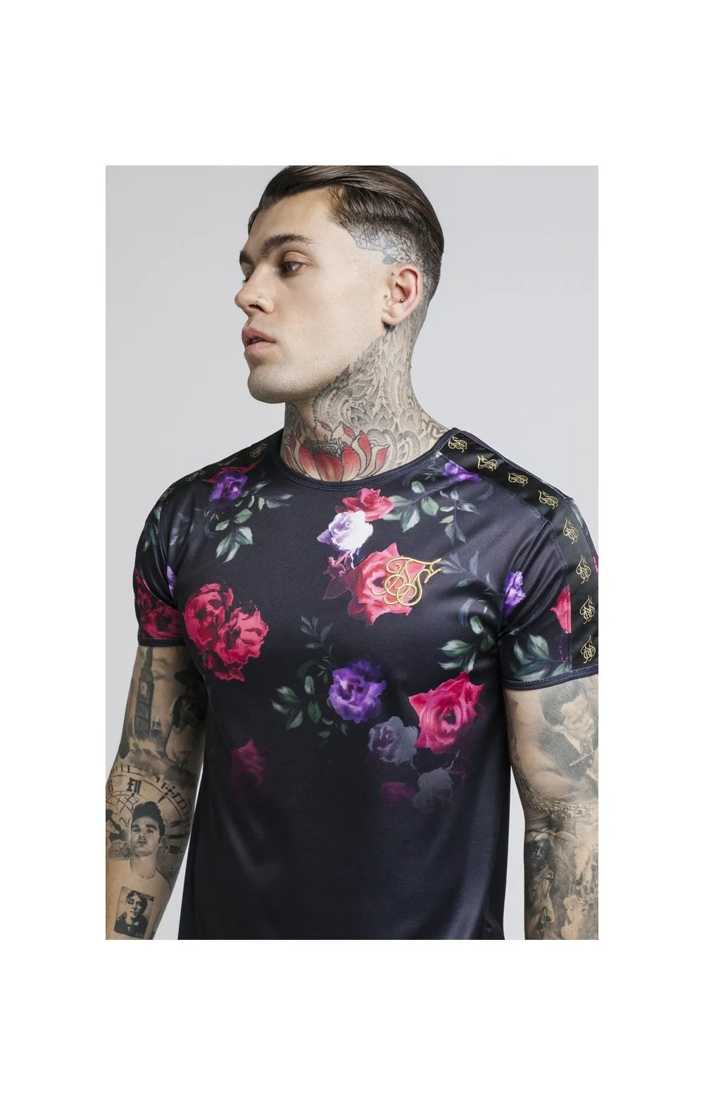 SikSilk S/S Oil Paint Taped Curved Hem Gym Tee - Black sold by Siksilk product image thumbnail 2