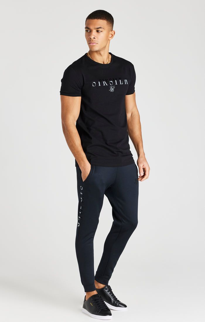Black Printed Logo Muscle Fit T-Shirt sold by Siksilk product image thumbnail 4