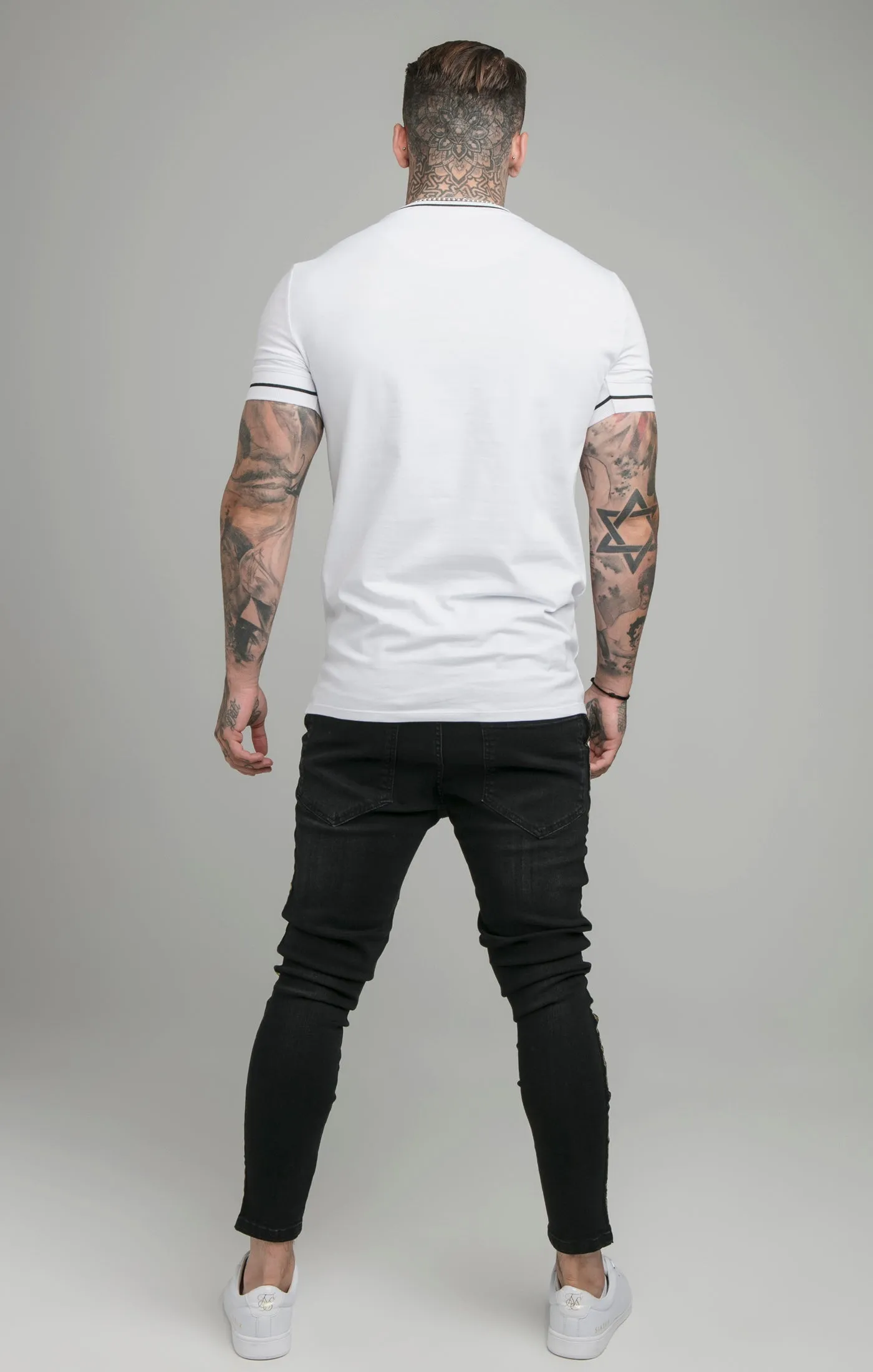 SikSilk Imperial Retro Rib Gym Tee - White & Black sold by Siksilk product image thumbnail 5