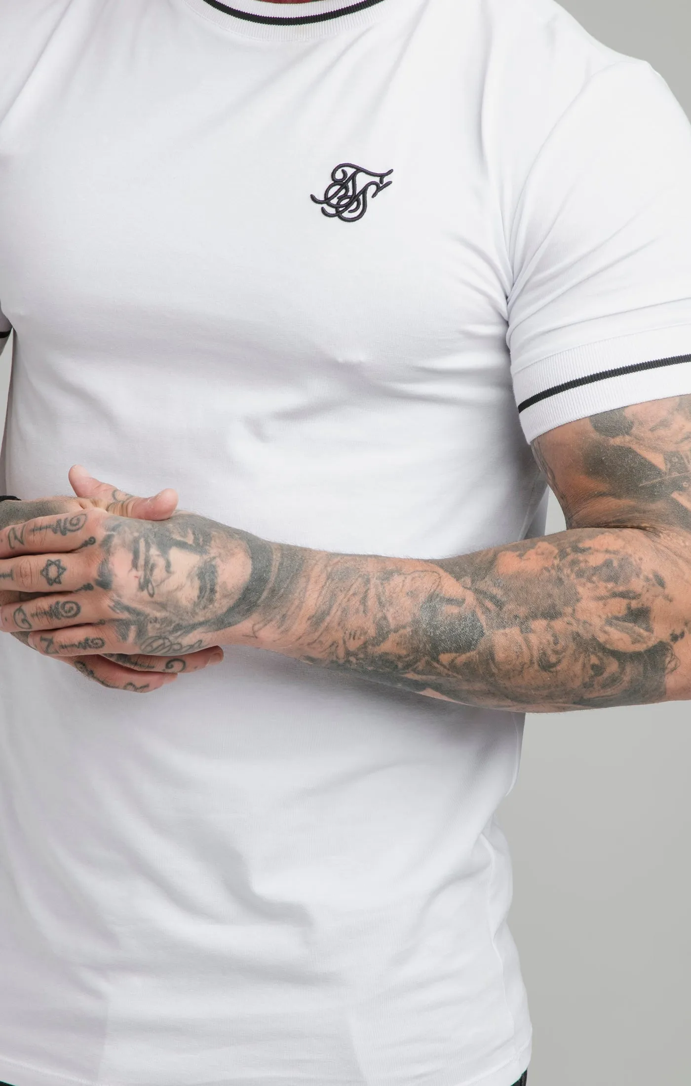 SikSilk Imperial Retro Rib Gym Tee - White & Black sold by Siksilk product image thumbnail 2