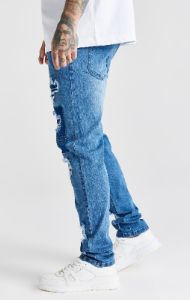 Black Patchwork Distressed Slim Denim Jean sold by Siksilk