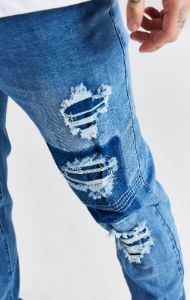Black Patchwork Distressed Slim Denim Jean sold by Siksilk