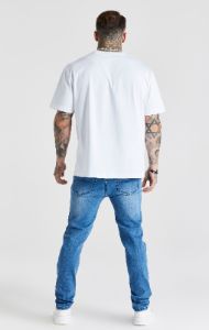 Black Patchwork Distressed Slim Denim Jean sold by Siksilk