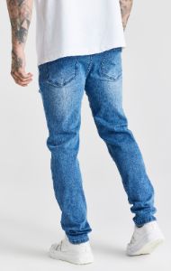 Black Patchwork Distressed Slim Denim Jean sold by Siksilk