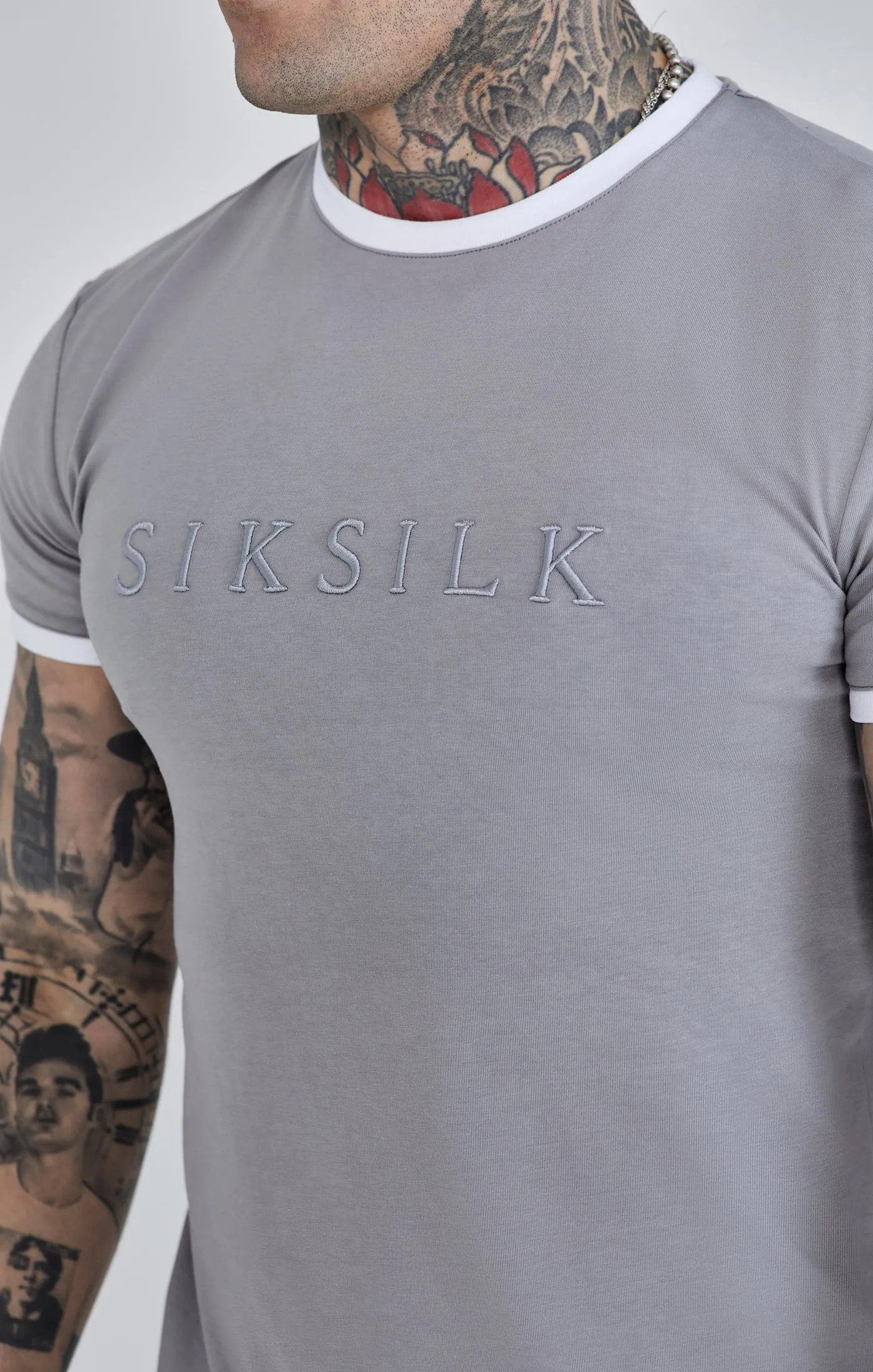 Grey Ringer T-Shirt sold by Siksilk product image thumbnail 3