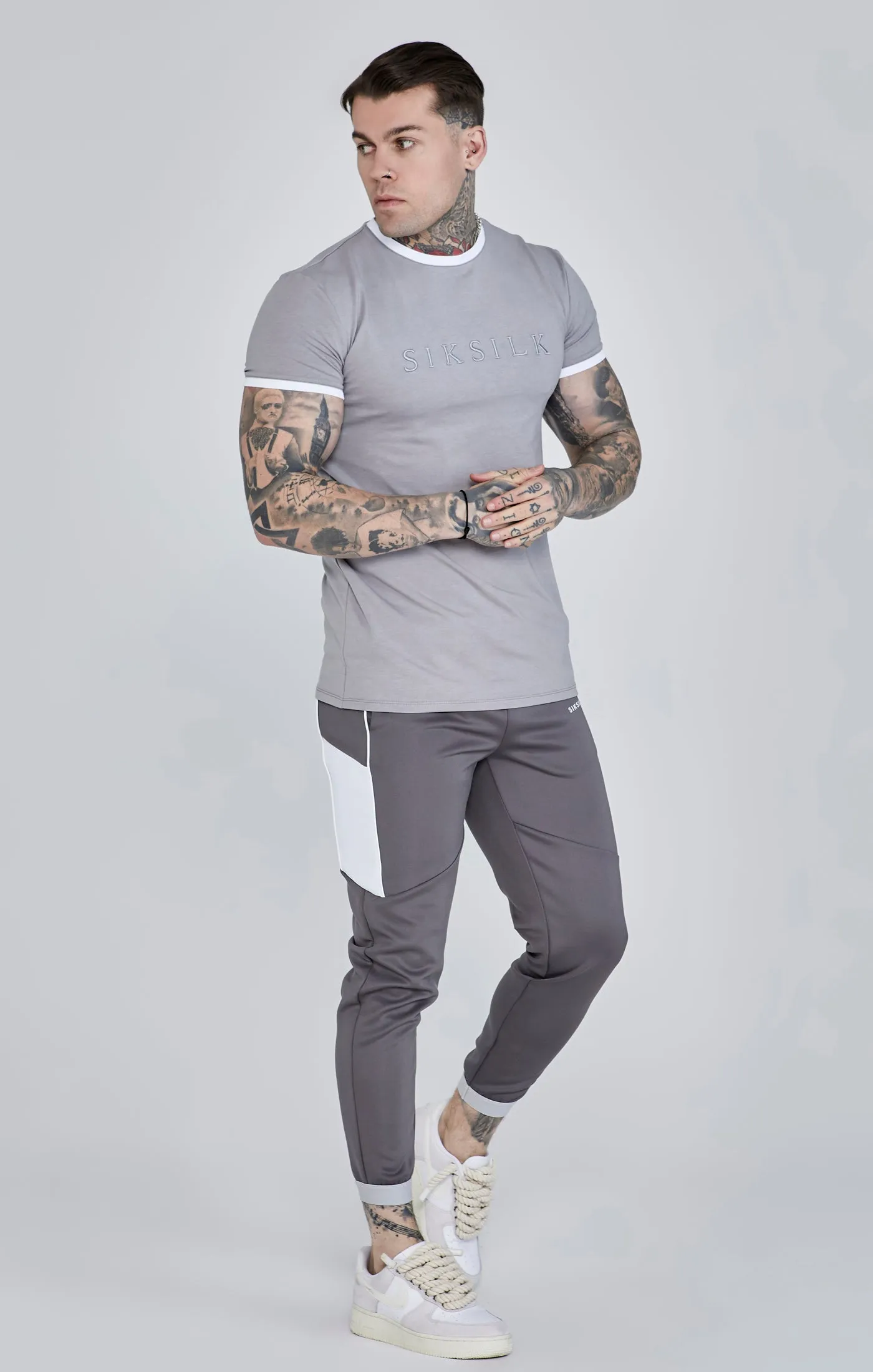 Grey Ringer T-Shirt sold by Siksilk product image thumbnail 4