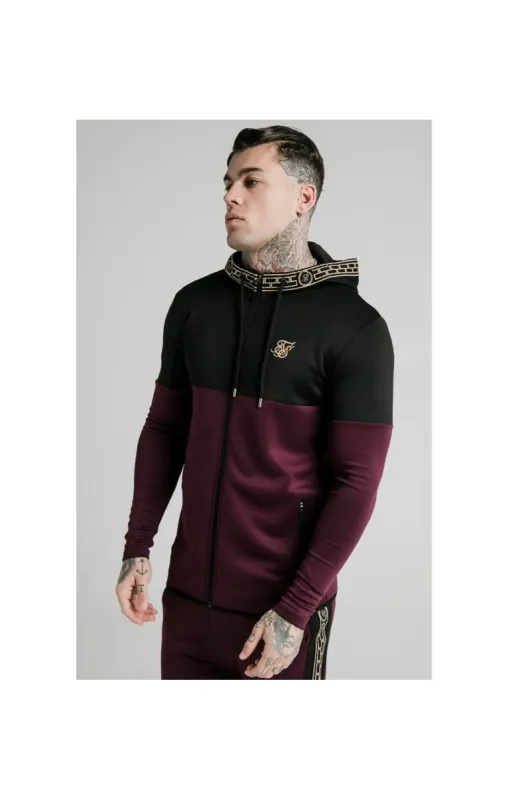 SikSilk Agility Cartel Cut & Sew Zip Through Hoodie - Black & Burgundy sold by Siksilk