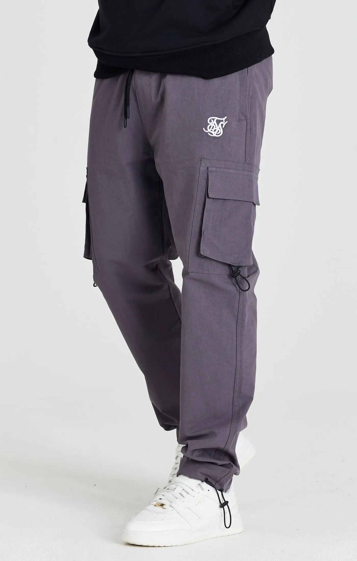 Grey Relaxed Cuff Cargo Pant sold by Siksilk