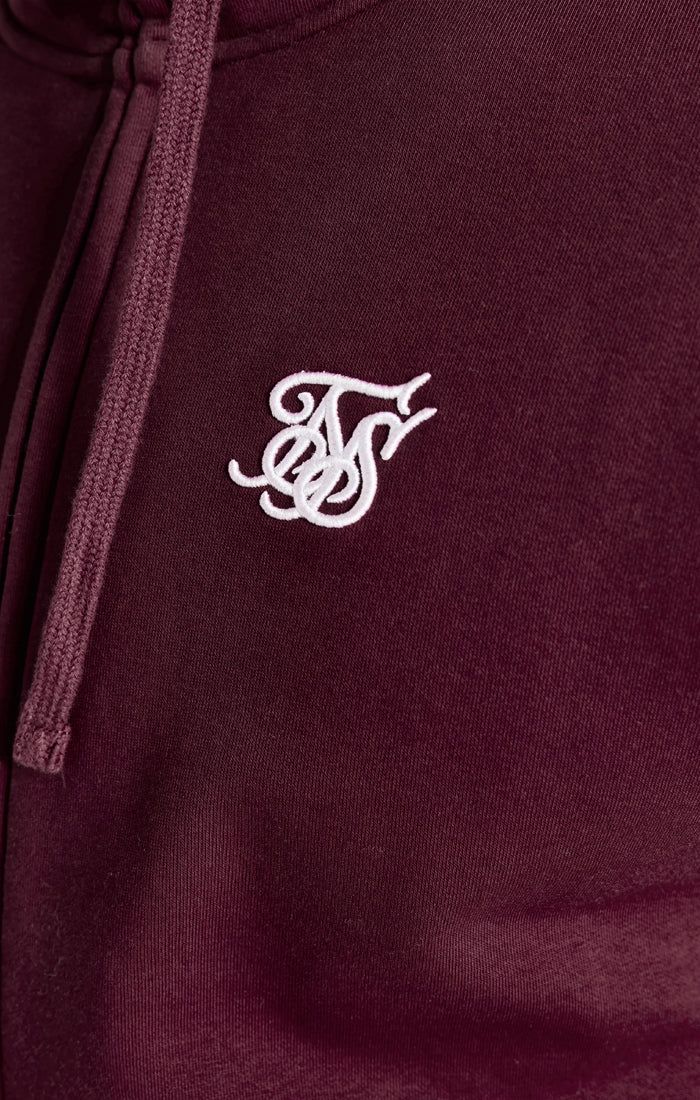 Burgundy Essential Zip Through Funnel Neck Hoodie sold by Siksilk product image thumbnail 4