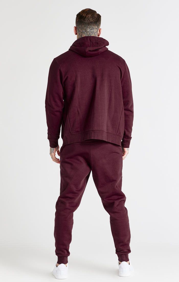 Burgundy Essential Zip Through Funnel Neck Hoodie sold by Siksilk product image thumbnail 3