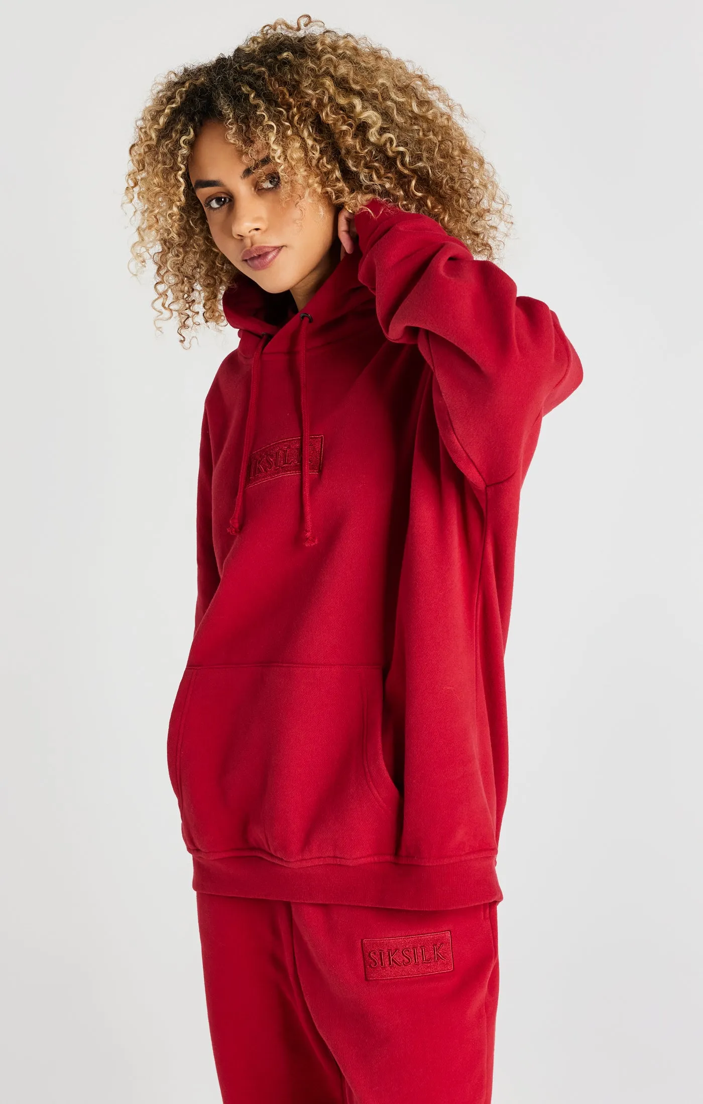 Red Overhead Drop Shoulder Hoodie sold by Siksilk product image thumbnail 5