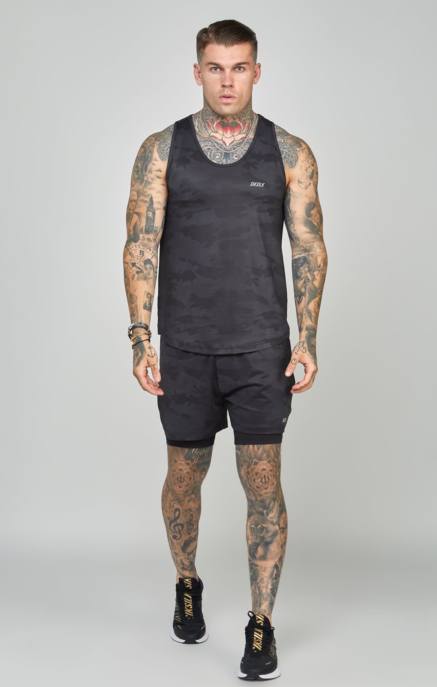 Camo Sports Curved Hem Muscle Fit Vest sold by Siksilk product image thumbnail 3