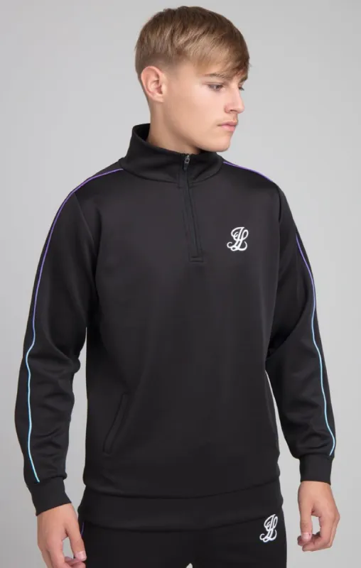 Boys Illusive Black 1/4 Zip Funnel Neck sold by Siksilk
