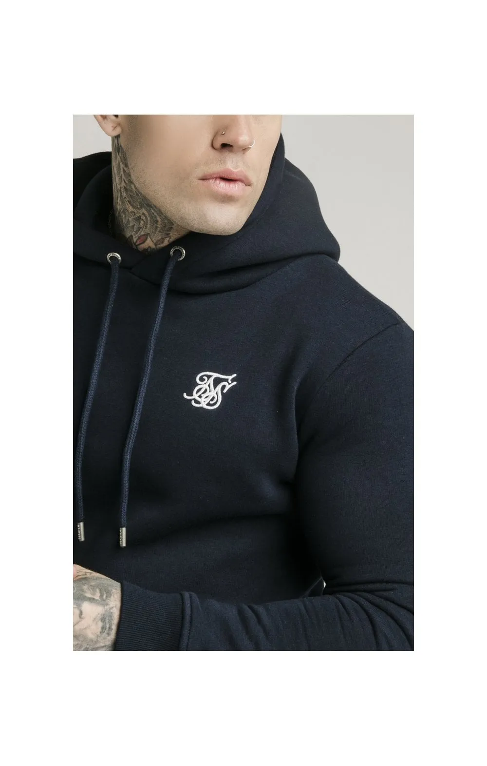 Navy Muscle Fit Overhead Hoodie sold by Siksilk