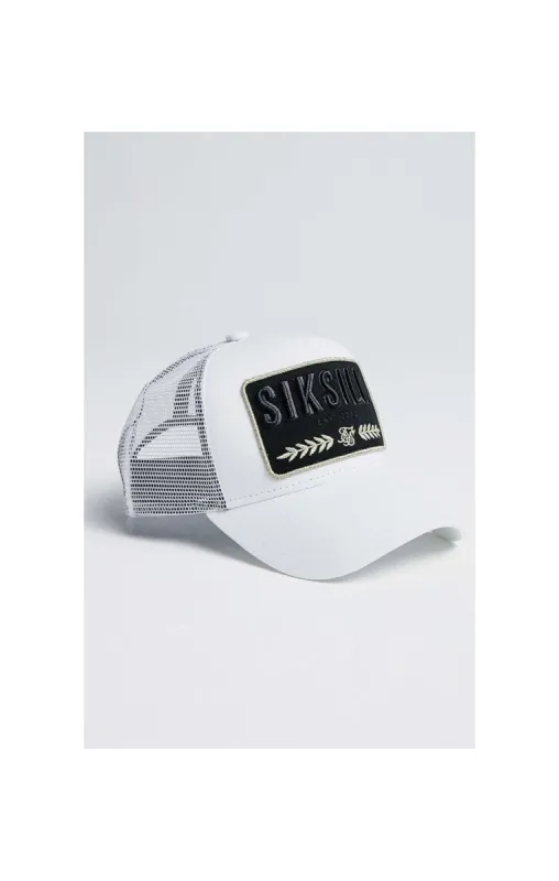 White Mesh Reed Trucker Cap sold by Siksilk