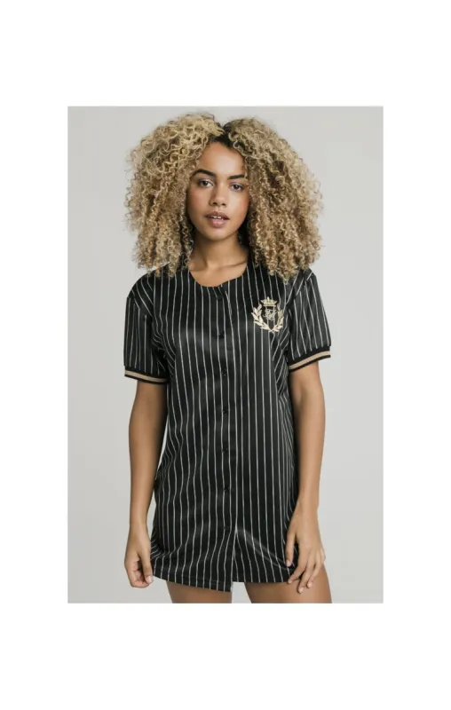 SikSilk Baseball Jersey Dress - Black sold by Siksilk
