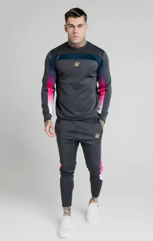 SikSilk Tri-Fade Panel Crew Swat - Midnight Grey sold by Siksilk