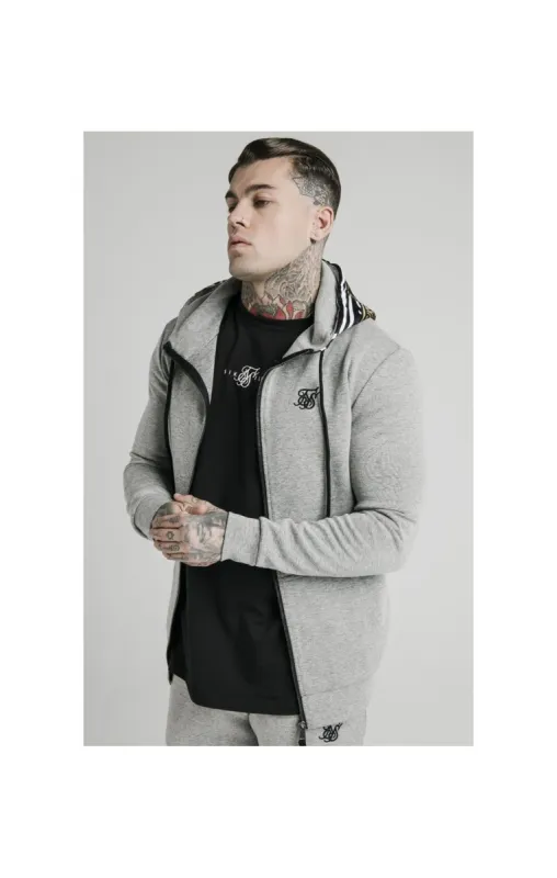 SikSilk Muscle Fit Zip Through Hoodie - Grey Marl sold by Siksilk