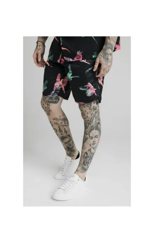 SikSilk Board Shorts - Black,Teal & Pink made by Siksilk