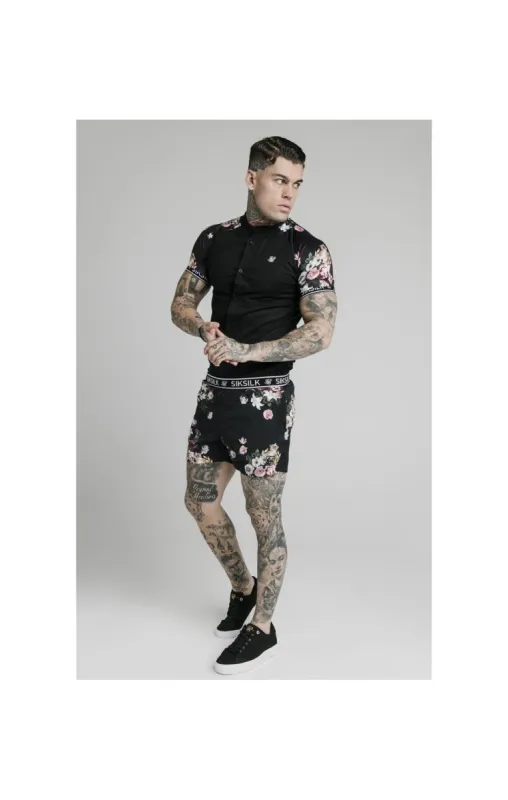 SikSilk S/S Grandad Jersey Sleeve Shirt - Black sold by Siksilk