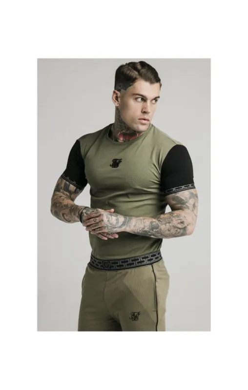 SikSilk S/S Scope Gym Tee – Khaki & Black sold by Siksilk