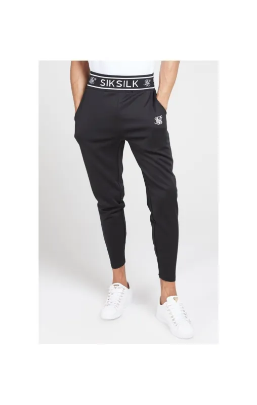 SikSilk Branded Rib Joggers – Black sold by Siksilk