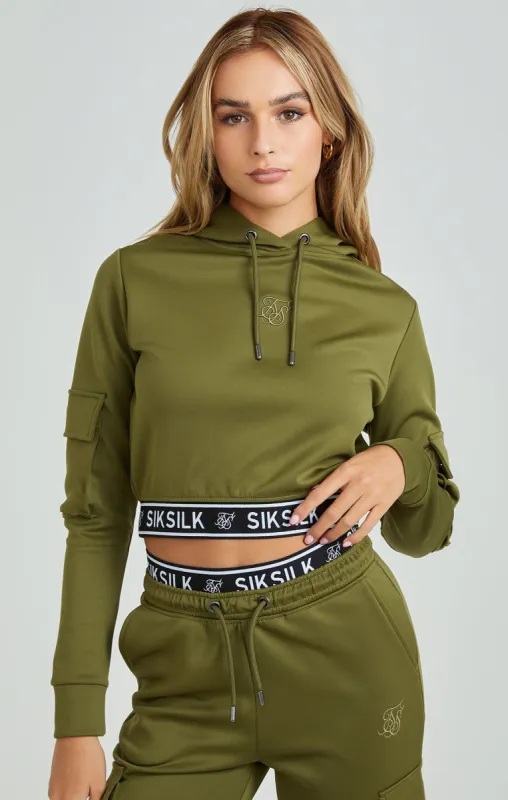 Khaki Cargo Pocket Tape Hoodie sold by Siksilk