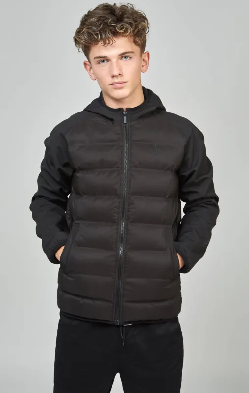 Boys Black Neoprene Sleeve Bubble Jacket sold by Siksilk
