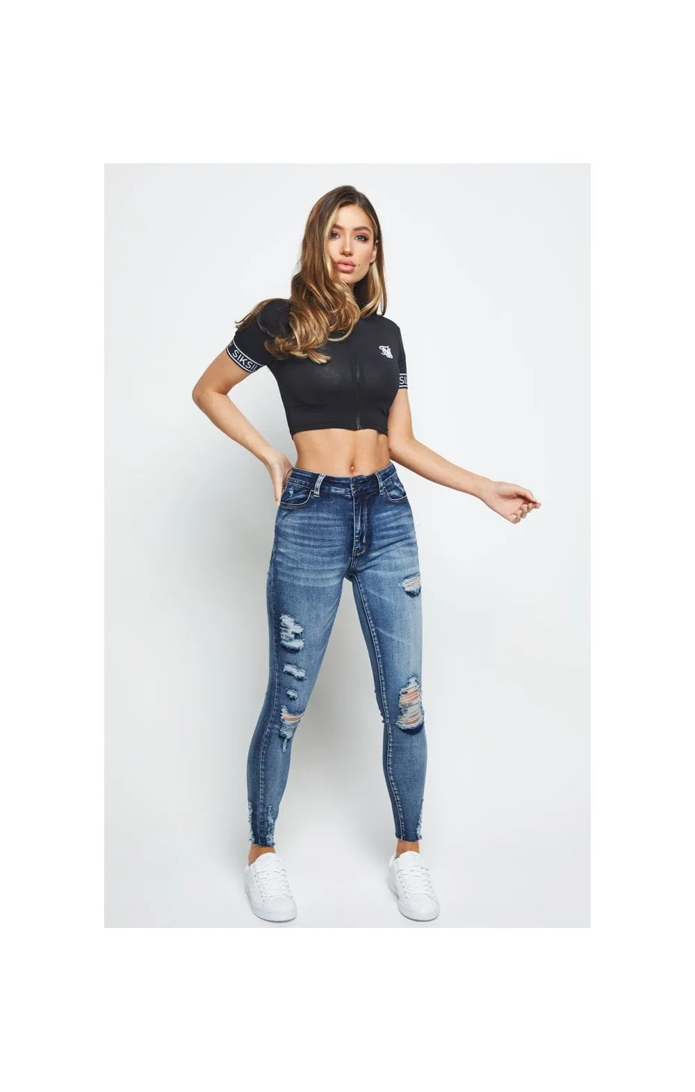 SikSilk Zip Tape Crop Tee - Black sold by Siksilk product image thumbnail 4