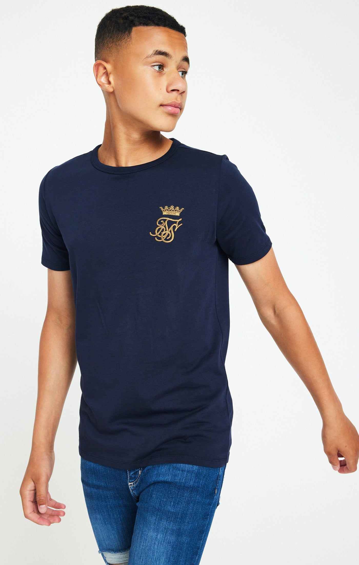 Boys Messi x SikSilk Navy Logo T-Shirt sold by Siksilk