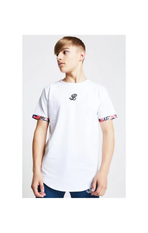 Illusive London Contrast Cuff Tee – White & Tropical Leaf sold by Siksilk