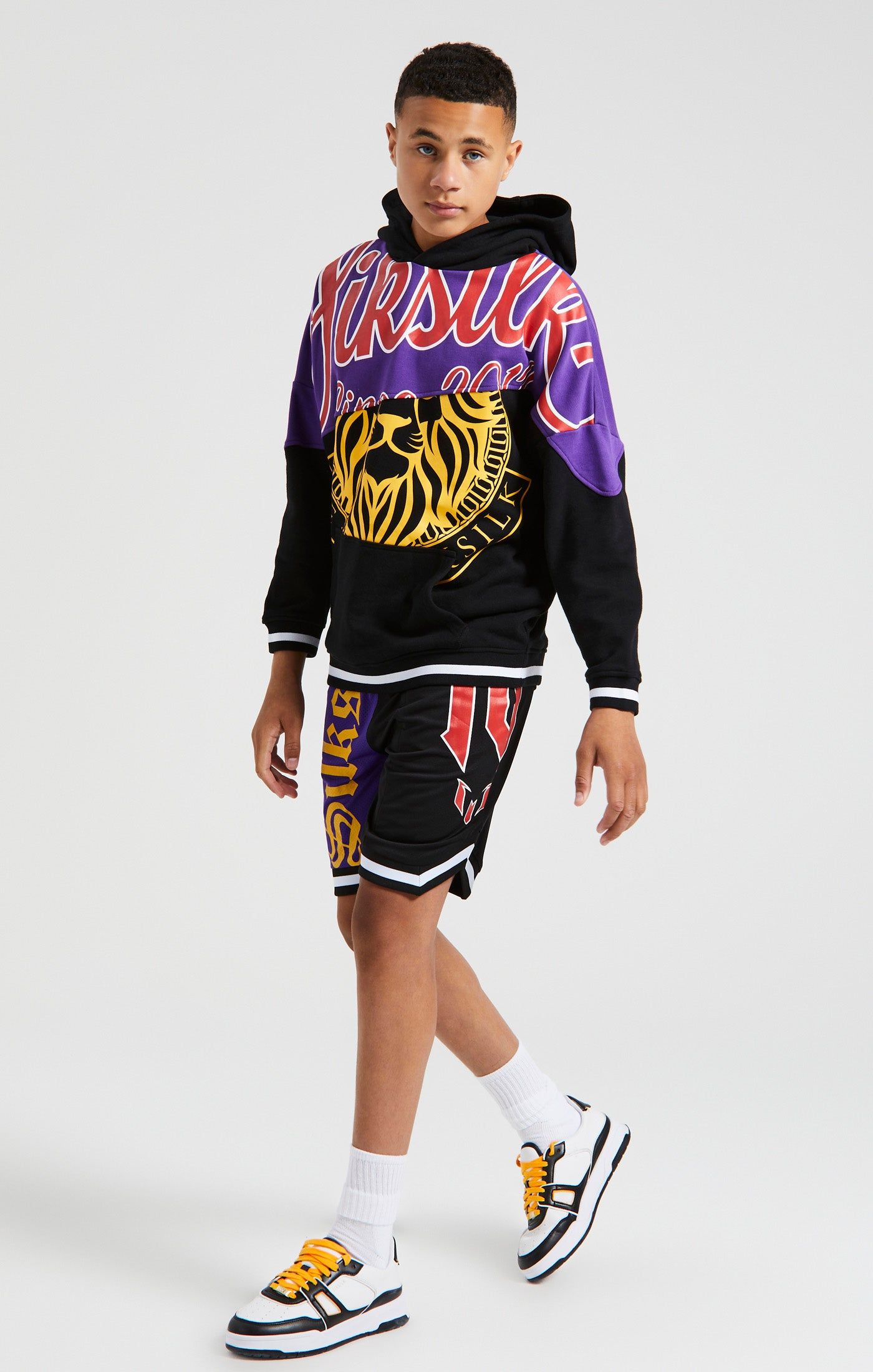 Messi x SikSilk Retro Varsity Basketball Shorts - Black & Purple sold by Siksilk product image thumbnail 4