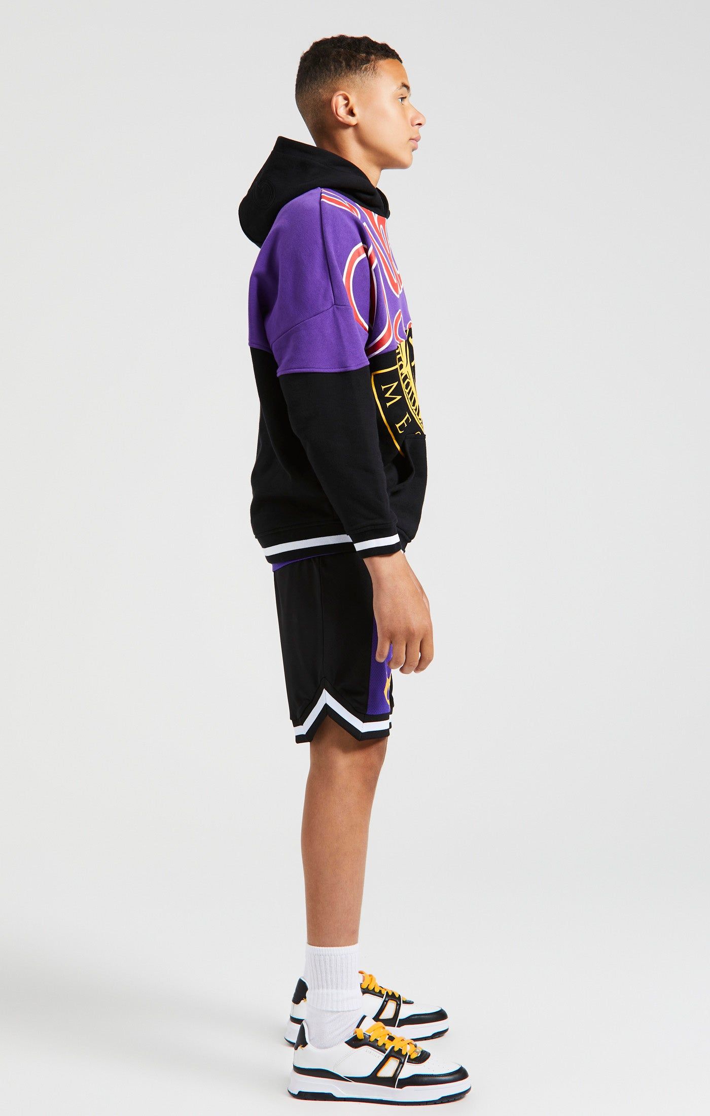 Messi x SikSilk Retro Varsity Basketball Shorts - Black & Purple sold by Siksilk product image thumbnail 5