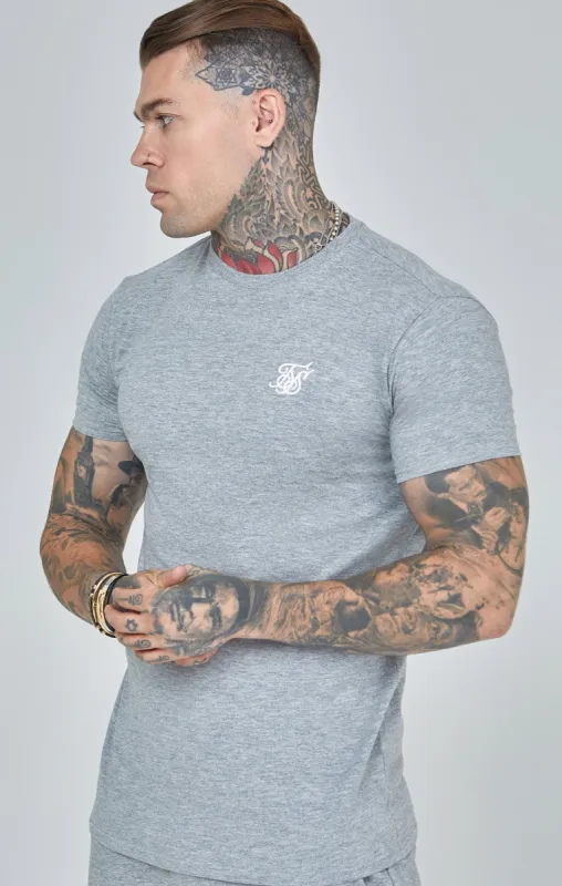 Grey Marl Essential Short Sleeve Muscle Fit T-Shirt sold by Siksilk
