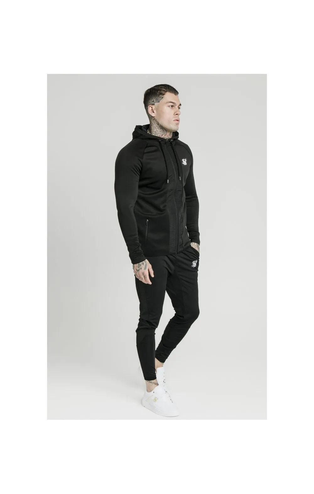 SikSilk Creased Nylon Zip Through Hoodie – Black sold by Siksilk product image thumbnail 4
