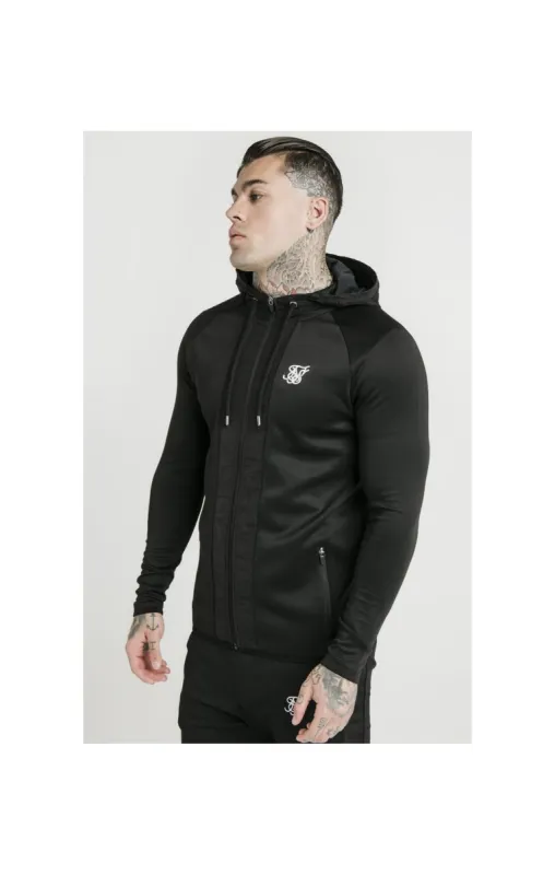 SikSilk Creased Nylon Zip Through Hoodie – Black sold by Siksilk