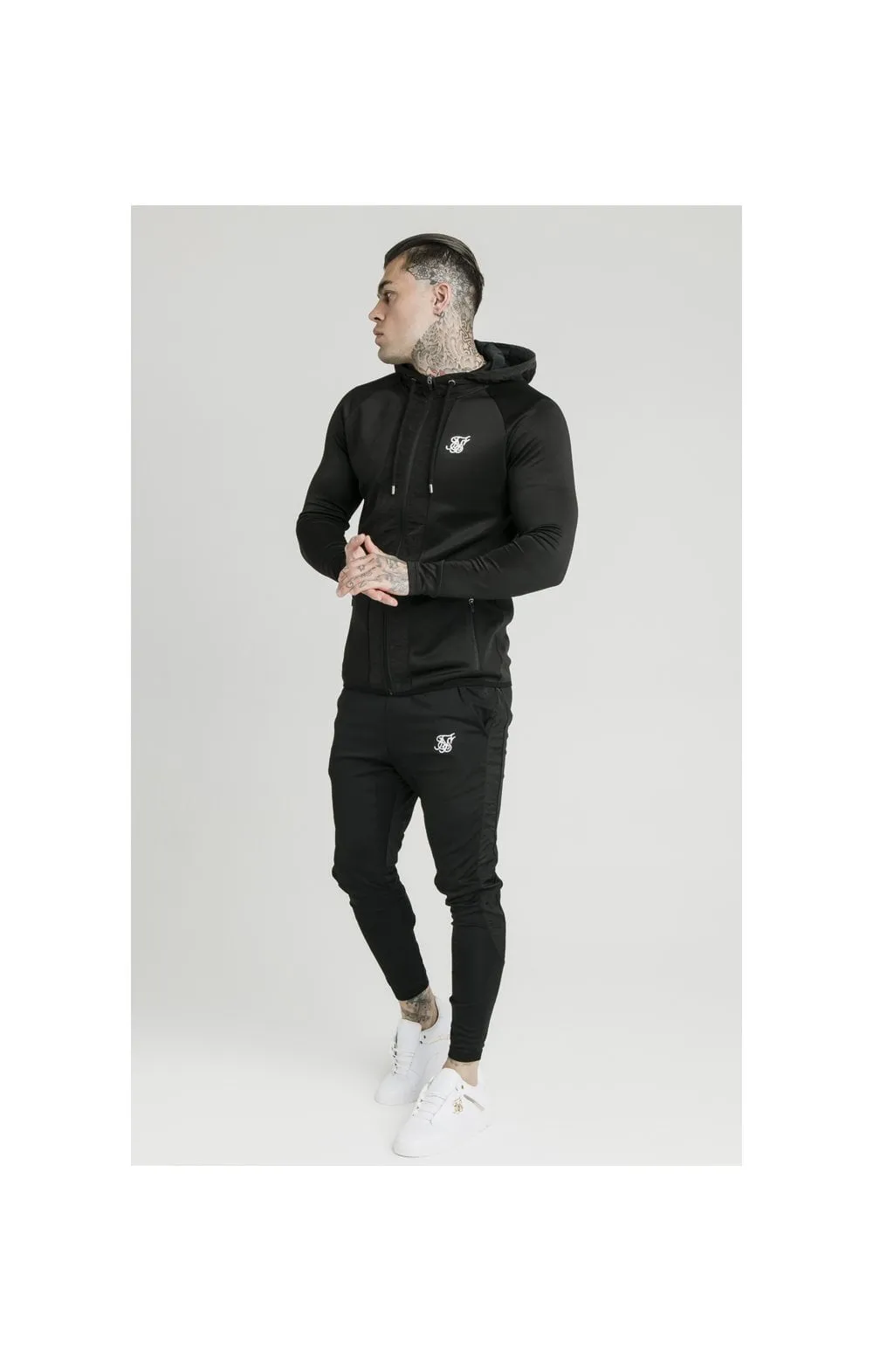SikSilk Creased Nylon Zip Through Hoodie – Black sold by Siksilk product image thumbnail 5