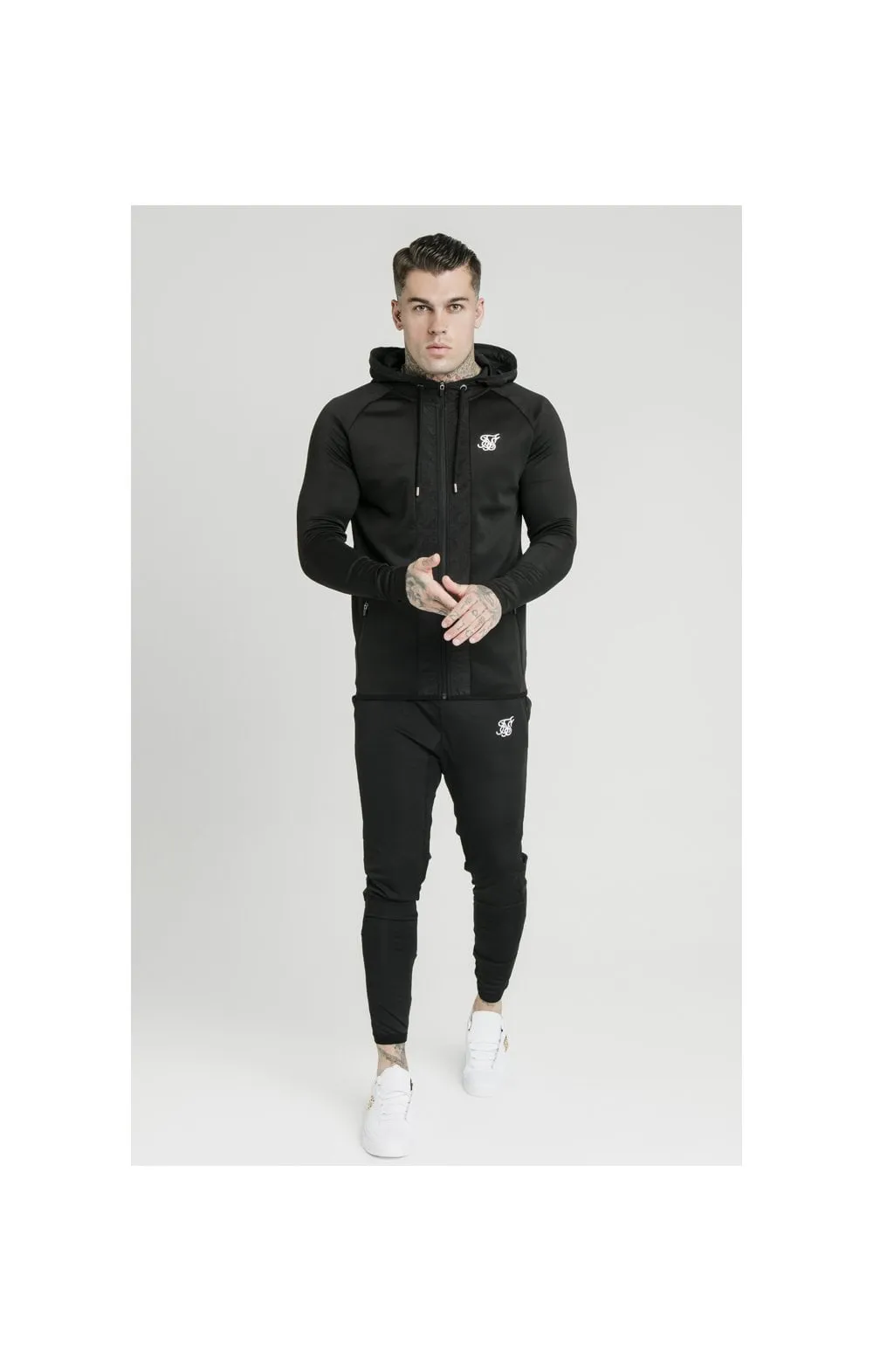 SikSilk Creased Nylon Zip Through Hoodie – Black sold by Siksilk product image thumbnail 3