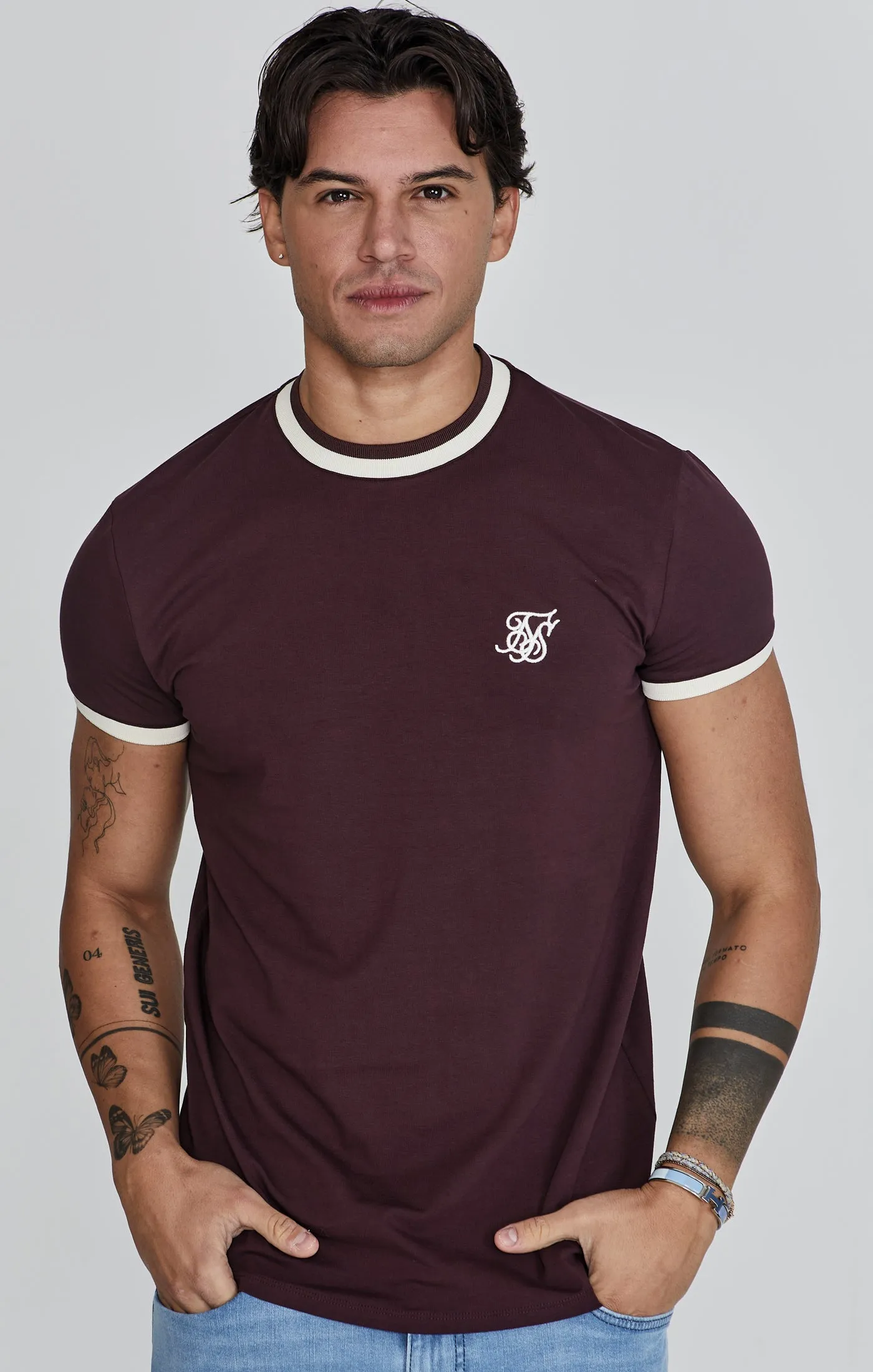 Burgundy Ringer T-Shirt sold by Siksilk