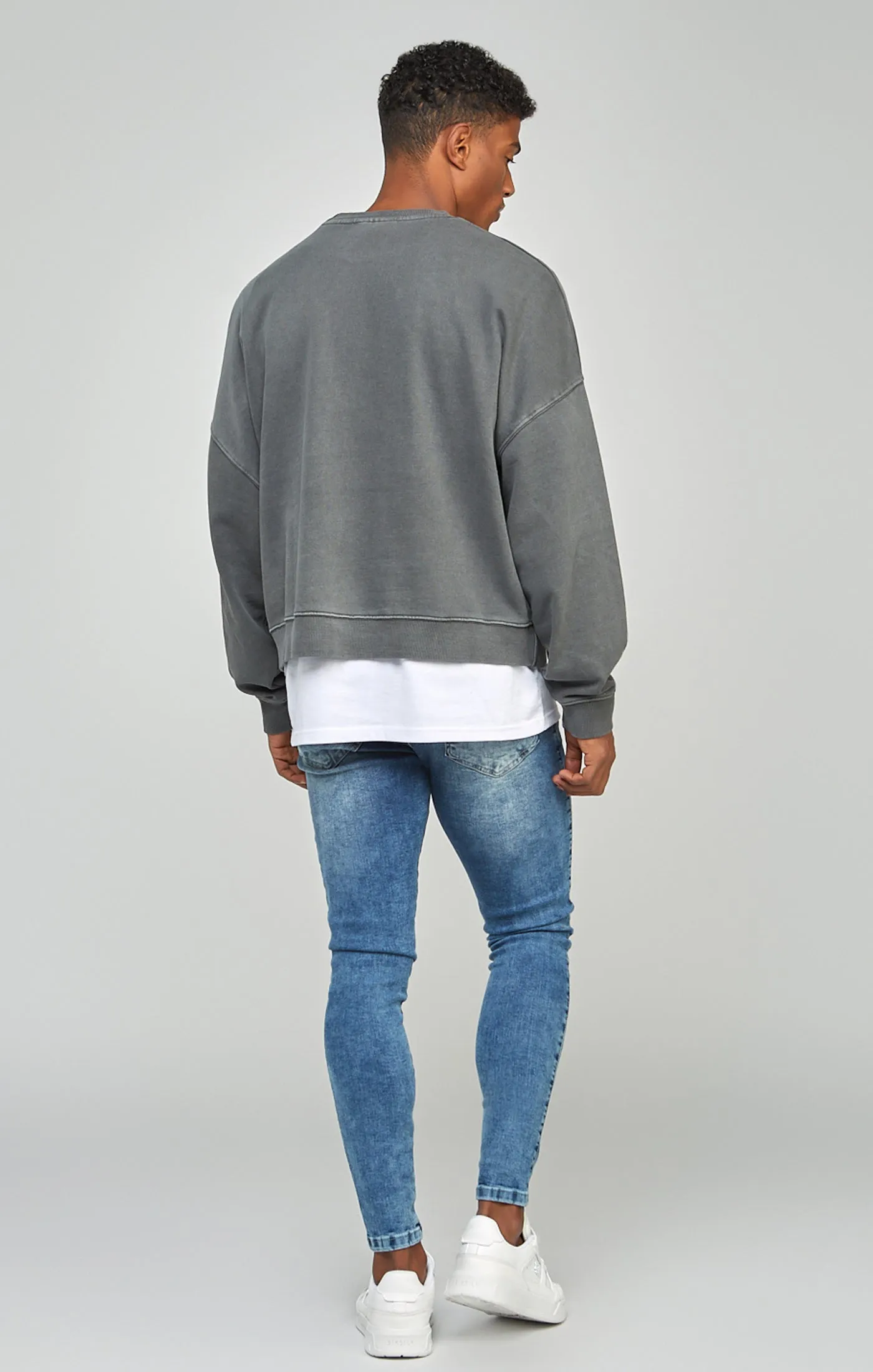 Black Garment Dyed Boxy Fit Sweatshirt sold by Siksilk product image thumbnail 5