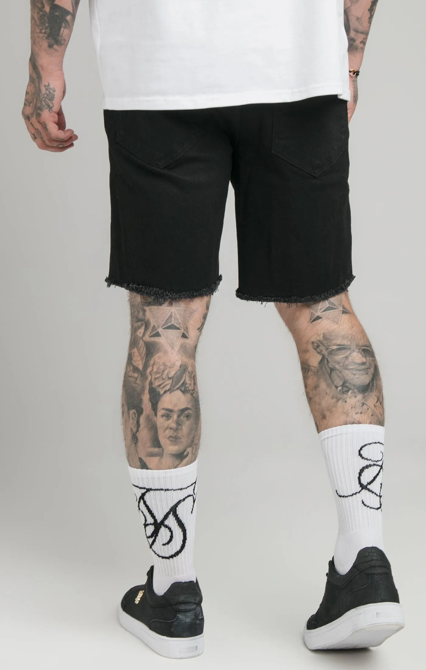 Black Raw Hem Relaxed Denim Short sold by Siksilk product image thumbnail 4