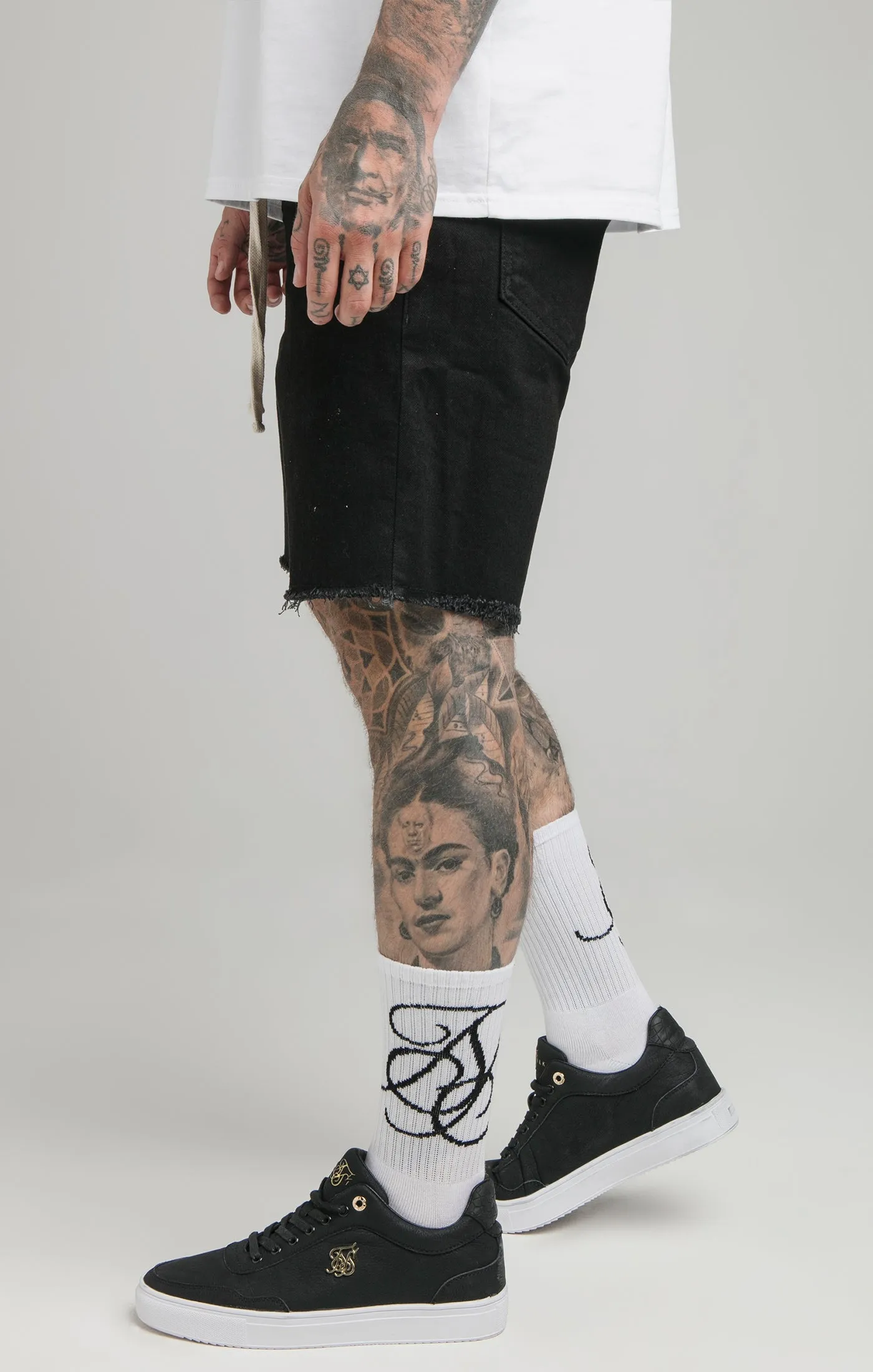 Black Raw Hem Relaxed Denim Short sold by Siksilk product image thumbnail 2