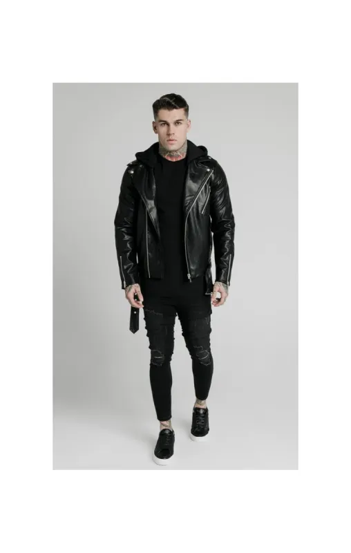 SikSilk PU Biker Jacket - Black sold by Siksilk