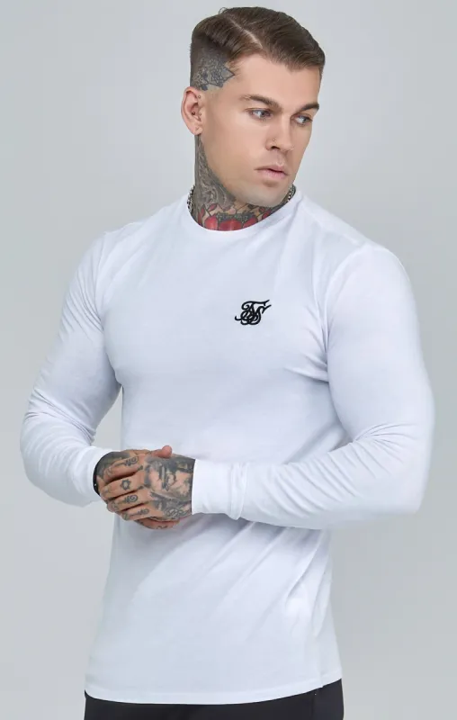White Essential Long Sleeve Muscle Fit T-Shirt sold by Siksilk