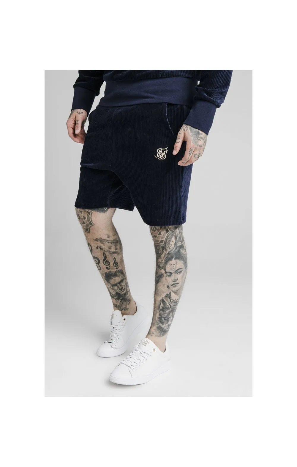 SikSilk Allure Corduroy Shorts - Navy sold by Siksilk