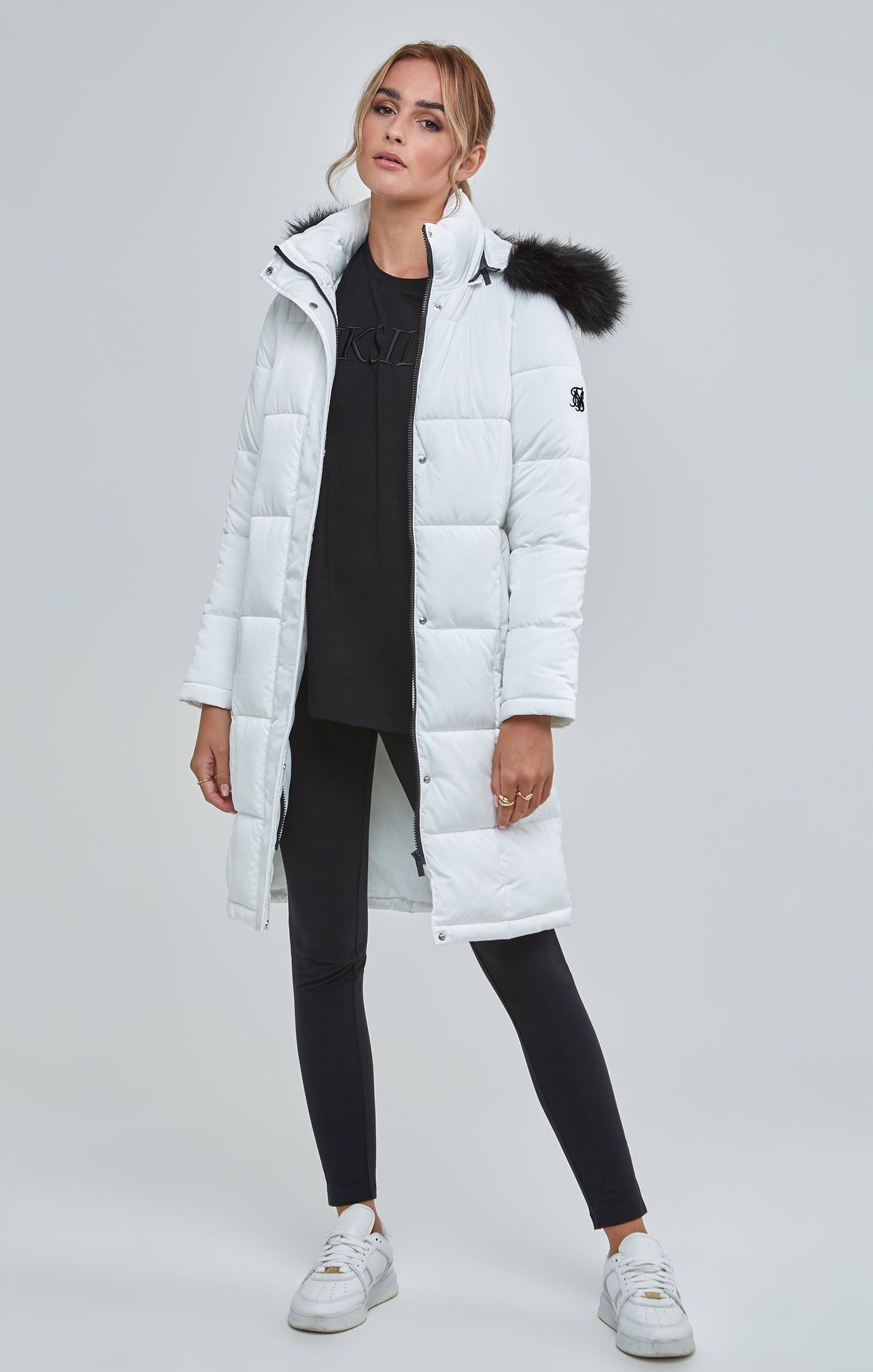 White Longline Padded Parka sold by Siksilk product image thumbnail 2